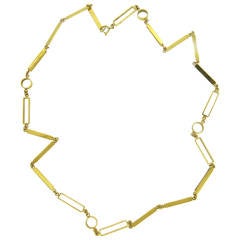 1970s Geometric Link Long Chain Necklace