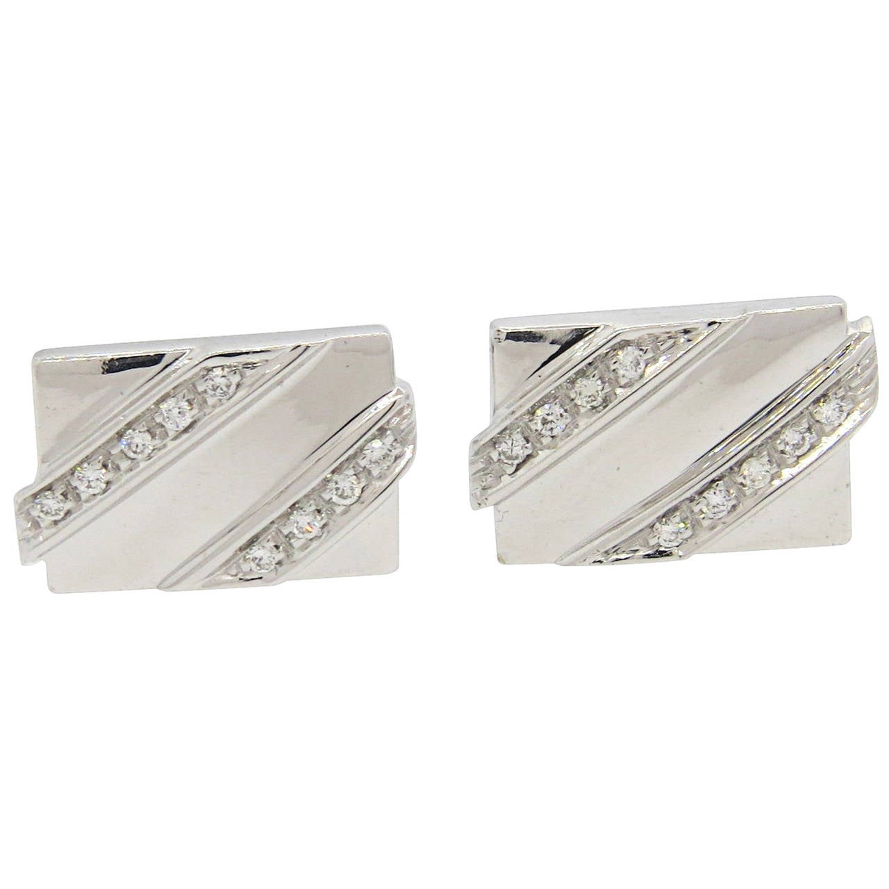 Classic Diamond Gold Cufflinks