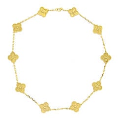 Van Cleef & Arpels Vintage Alhambra Gold Ten Clover Motif Necklace