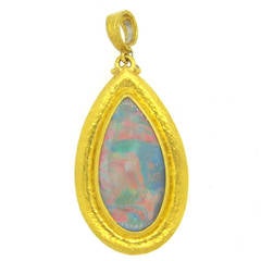 Vintage Huge Gurhan Opal Gold Teardrop Pendant Enhancer
