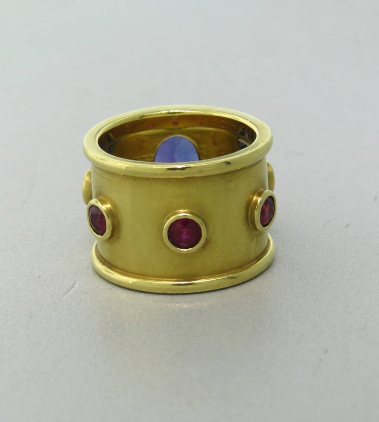 Mish New York Tanzanite Ruby Gold Ring In Excellent Condition In Lambertville, NJ