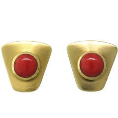 Asprey Coral Gold Earrings