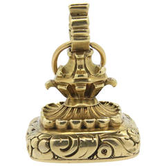 Antique Bloodstone Gold Fob Pendant