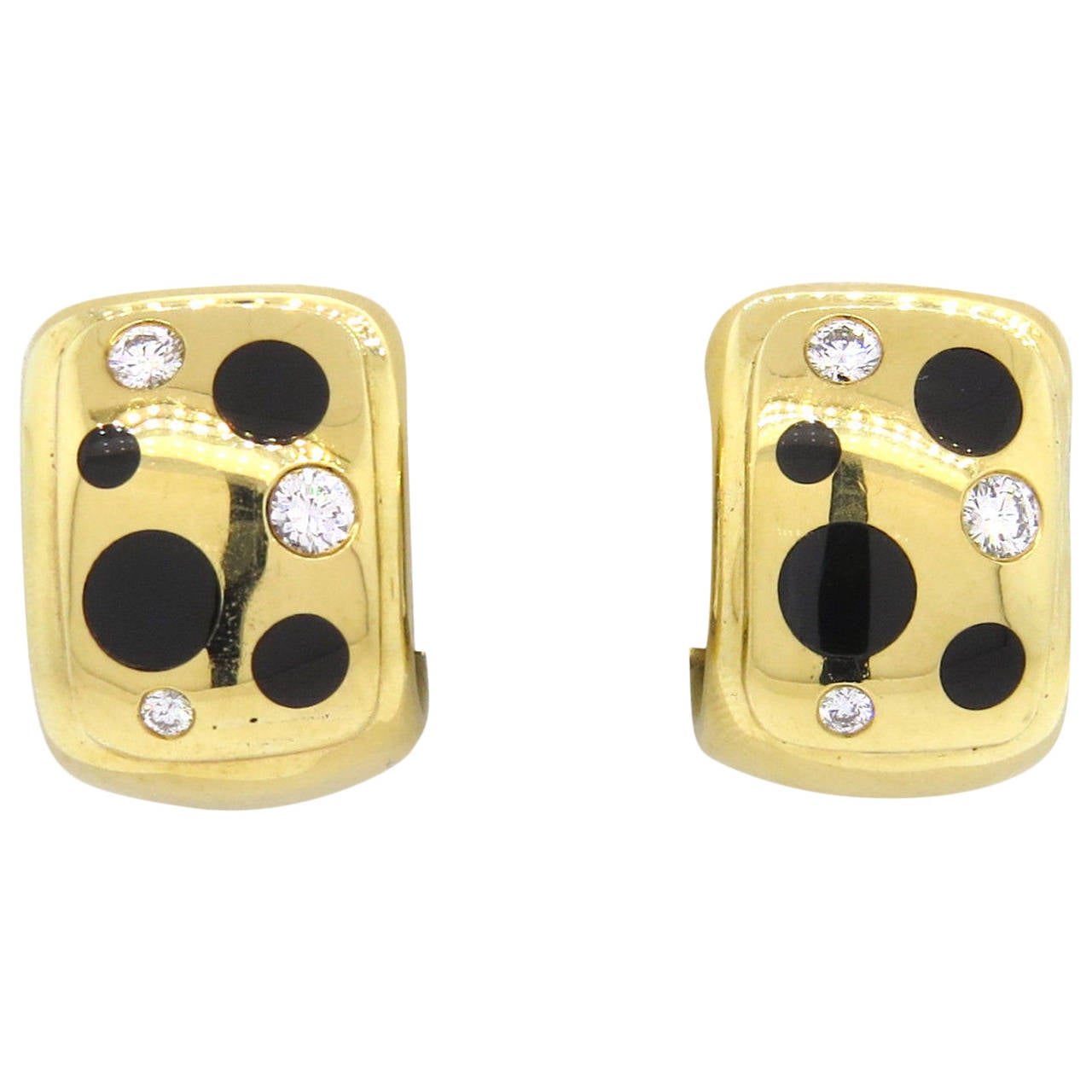 Michael Bondanza Enamel Diamond Gold Huggie Earrings