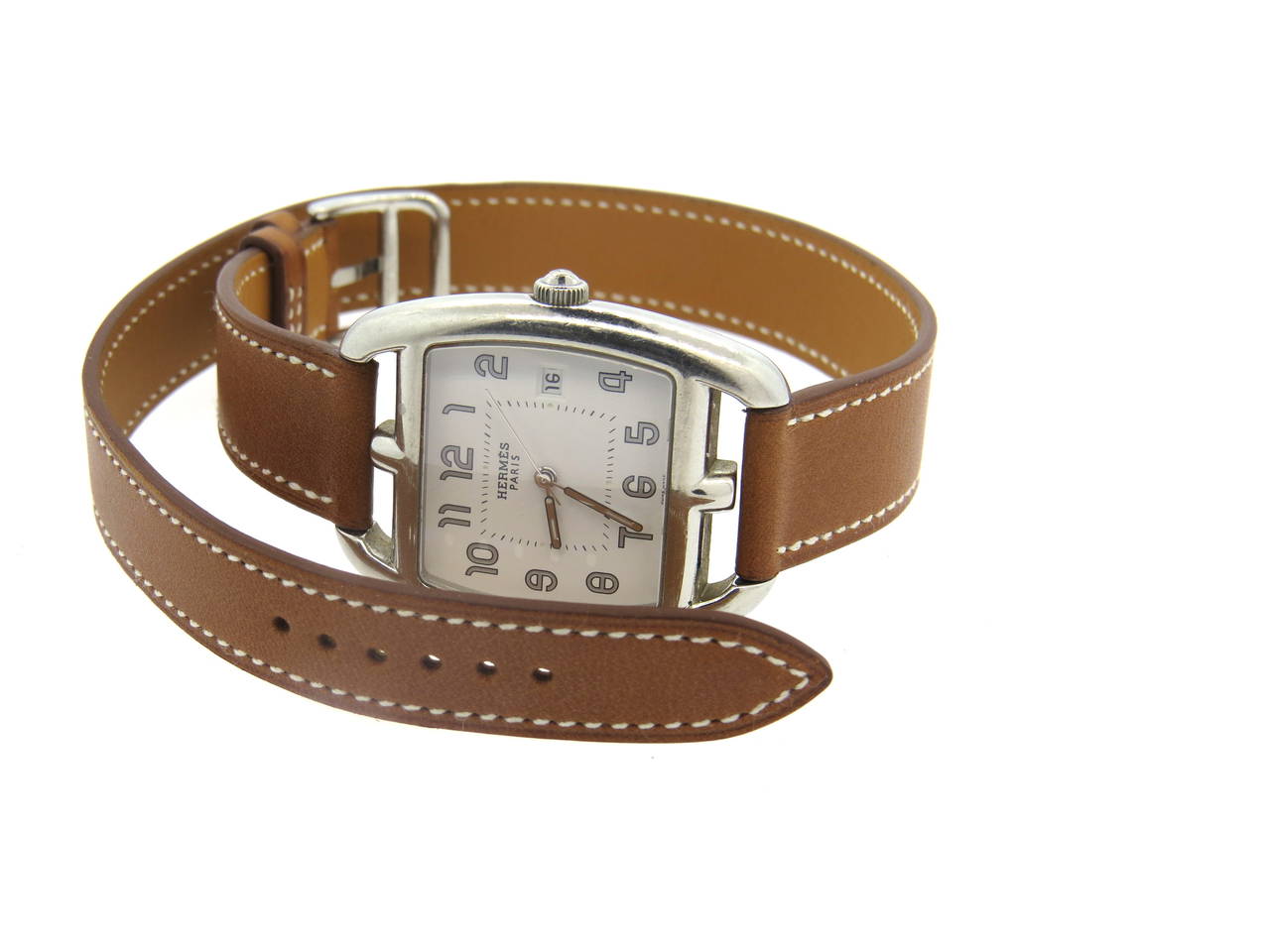 Hermes Stainless Steel Cape Cod Tonneau Wrap Bracelet Watch Ref CT1.710 2