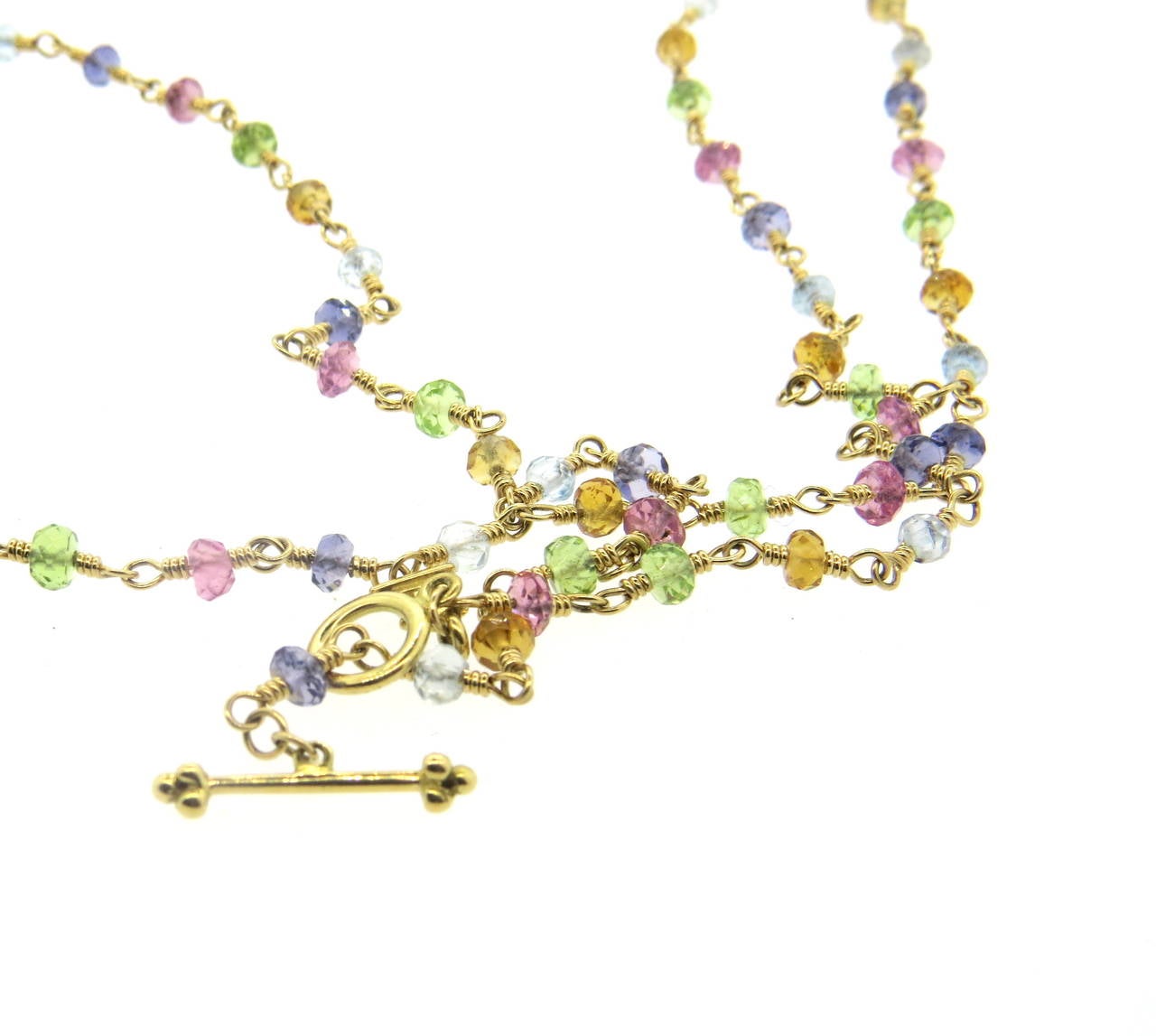 Temple St. Clair Multicolor Sapphire Gold Necklace In Excellent Condition In Lambertville, NJ