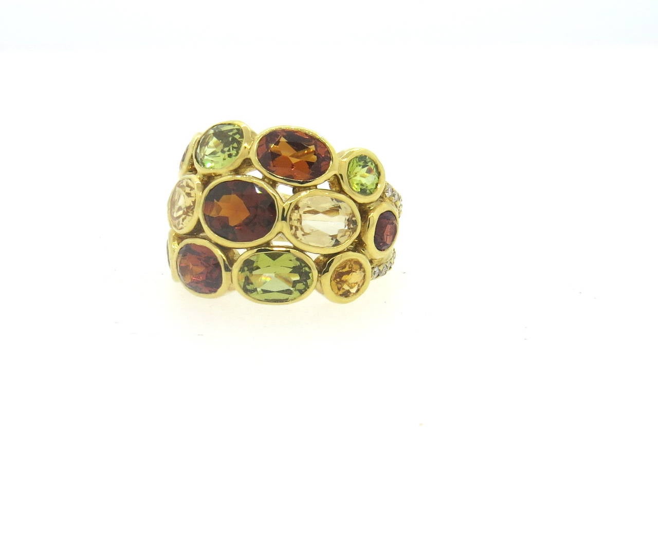 Women's Temple St. Clair Bombe Multi-Color Gemstone Diamond Gold Ring