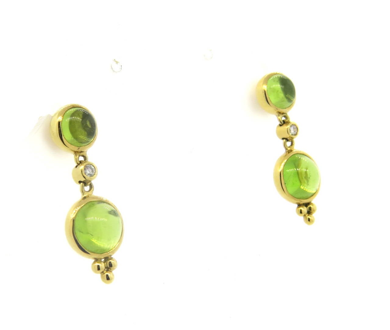 Women's Temple St. Clair Peridot Diamond Gold Drop Earrings