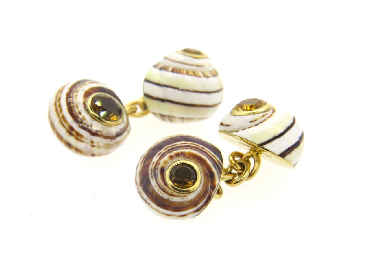 Men's Trianon Shell Citrine Gold Cufflinks