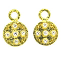 Elizabeth Locke Diamond Gold Earring Pendants