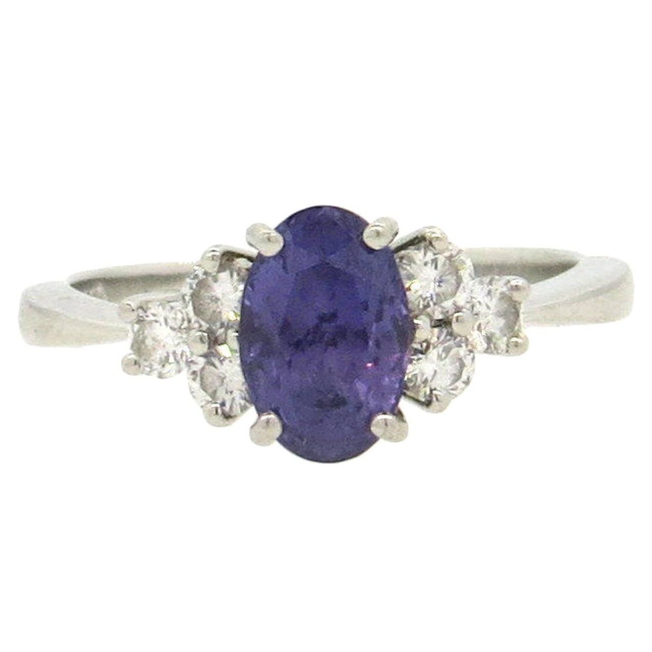 Tiffany & Co. Color Changing Sapphire Diamond Platinum Ring