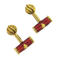 Vintage Tiffany 
Co Jean Schlumberger Enamel Gold Cufflinks
