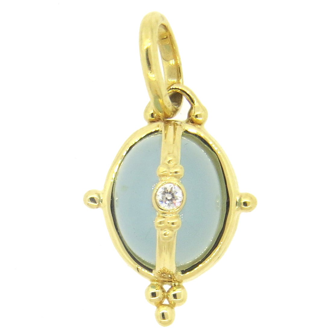 Temple St. Clair Milky Aquamarine Diamond Gold Locket Pendant