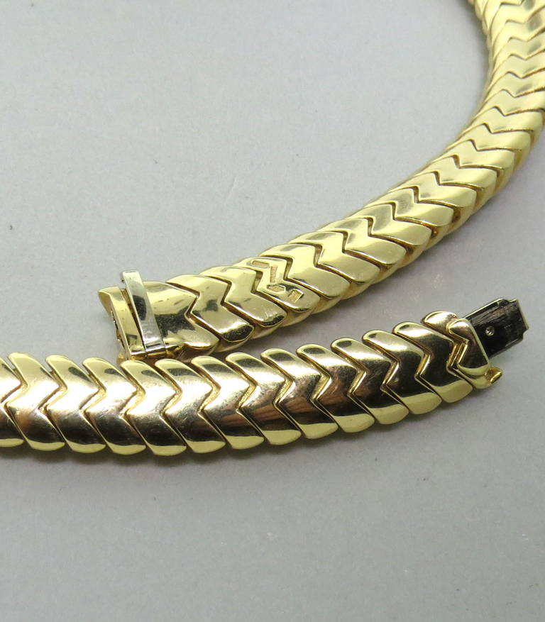 Bulgari Spiga Diamond Gold Necklace In Excellent Condition In Lambertville, NJ