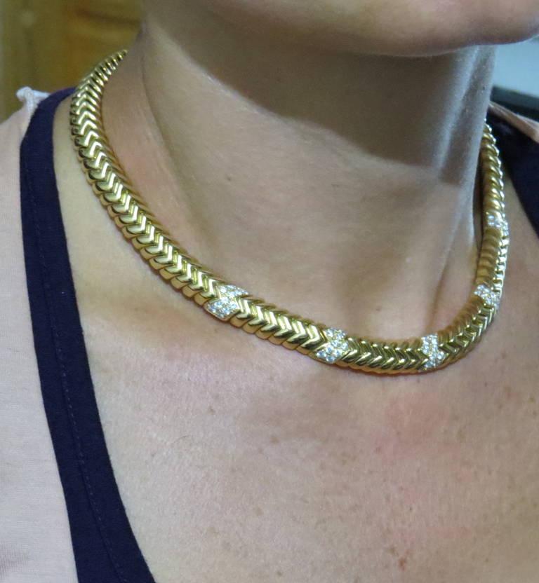 Women's Bulgari Spiga Diamond Gold Necklace