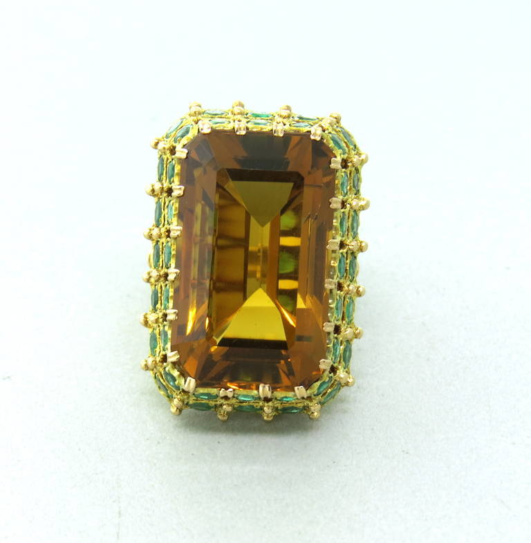 emerald and citrine ring