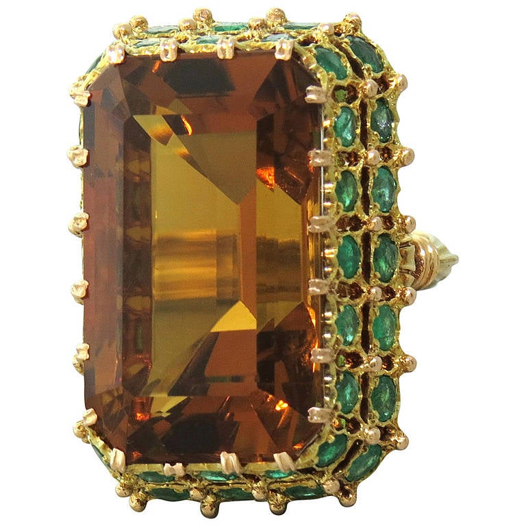 Buccellati Citrine Emerald Gold Cocktail Ring