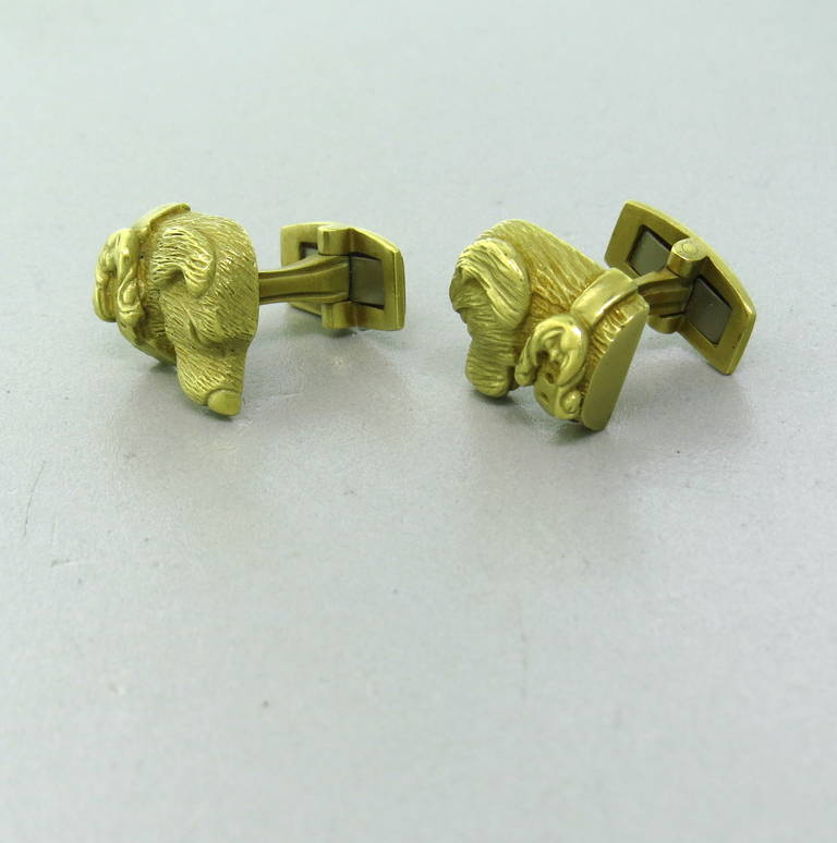 Kieselstein Cord Gold Dog Cufflinks In Excellent Condition In Lambertville, NJ