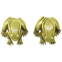 1980s Kieselstein Cord Frog Gold Cufflinks
