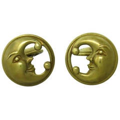 1980s Kieselstein Cord Moon Motif Gold Cufflinks