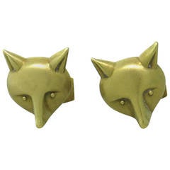 1980s Kieselstein Cord Fox Motif Gold Cufflinks