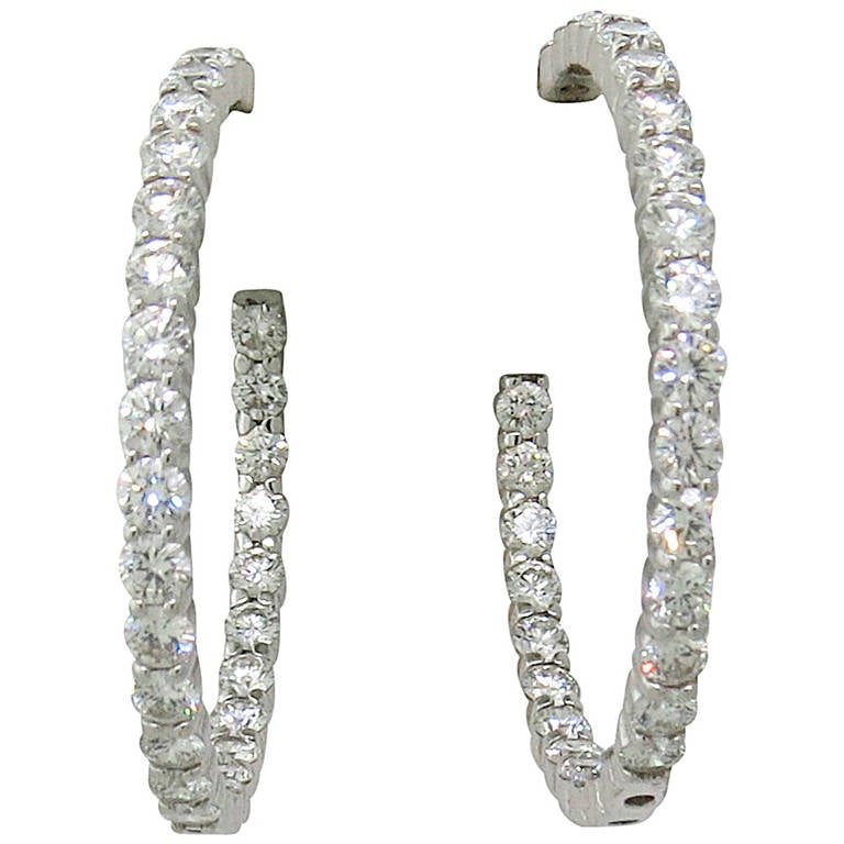 Kiwat Gold Diamond Inside Out Hoop Earrings