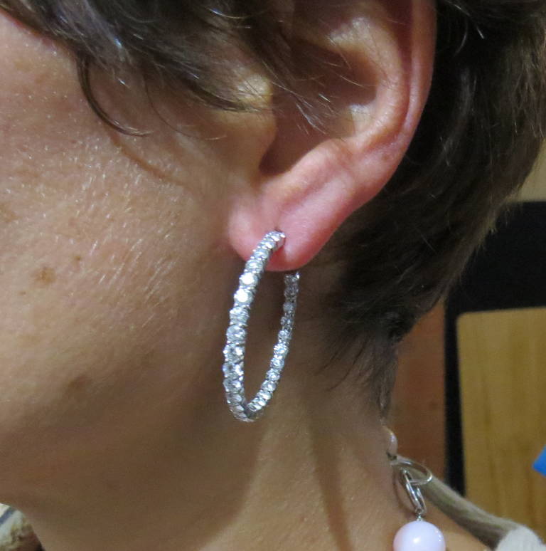 Women's Kiwat Gold Diamond Inside Out Hoop Earrings
