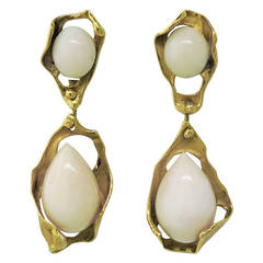 Angel Skin Coral Gold Drop Earrings