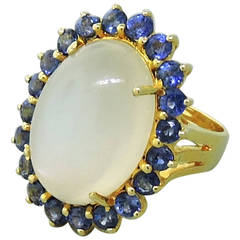 Moonstone Sapphire Gold Cocktail Ring
