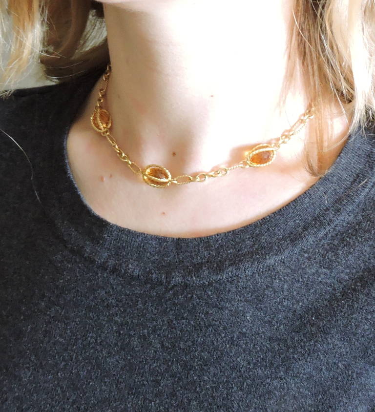 David Yurman Citrine Gold Toggle Necklace In Excellent Condition In Lambertville, NJ