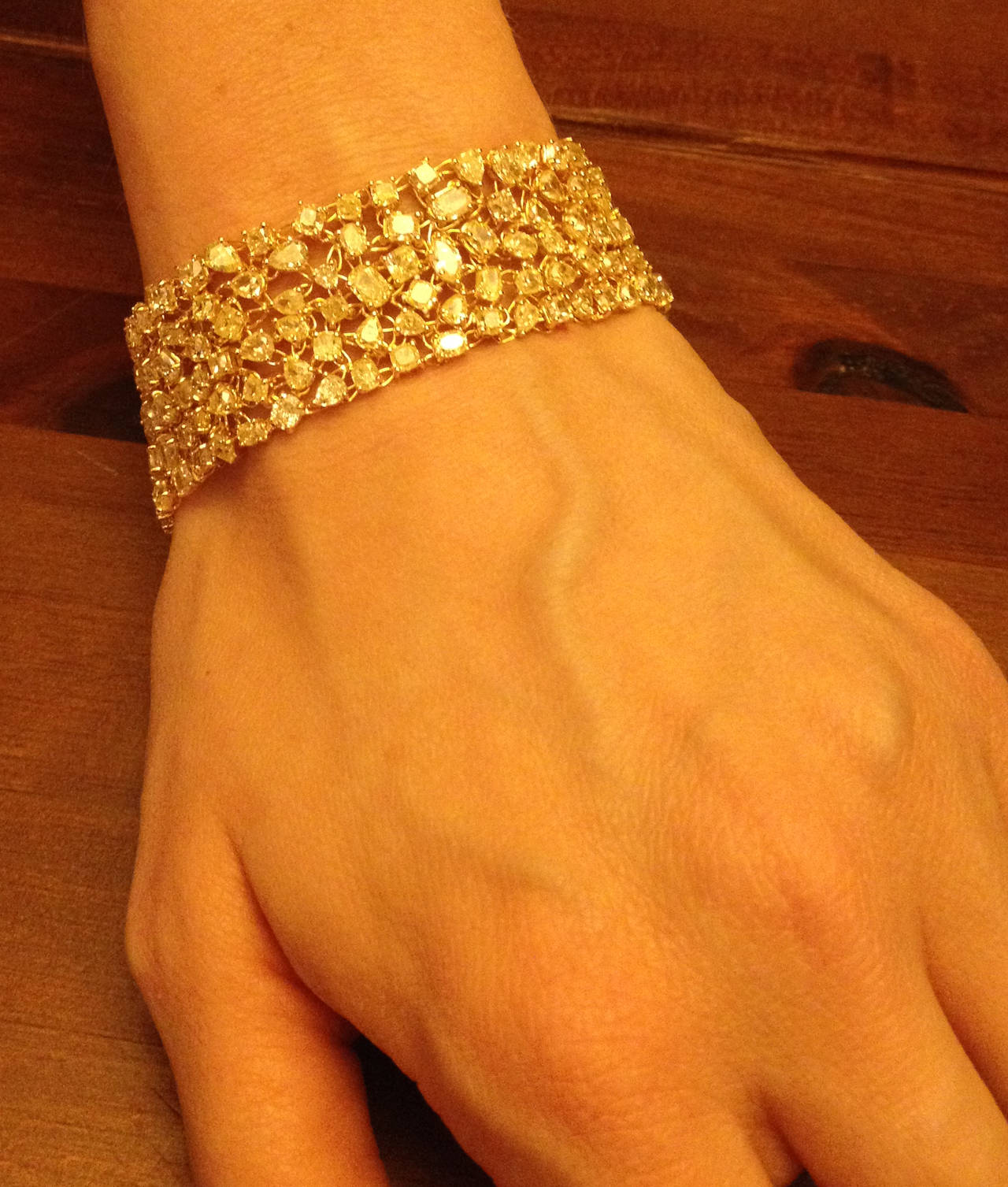 Magnificent One Of A Kind Natural Colored Diamond Bracelet. In New Condition In Beverly Hills, CA