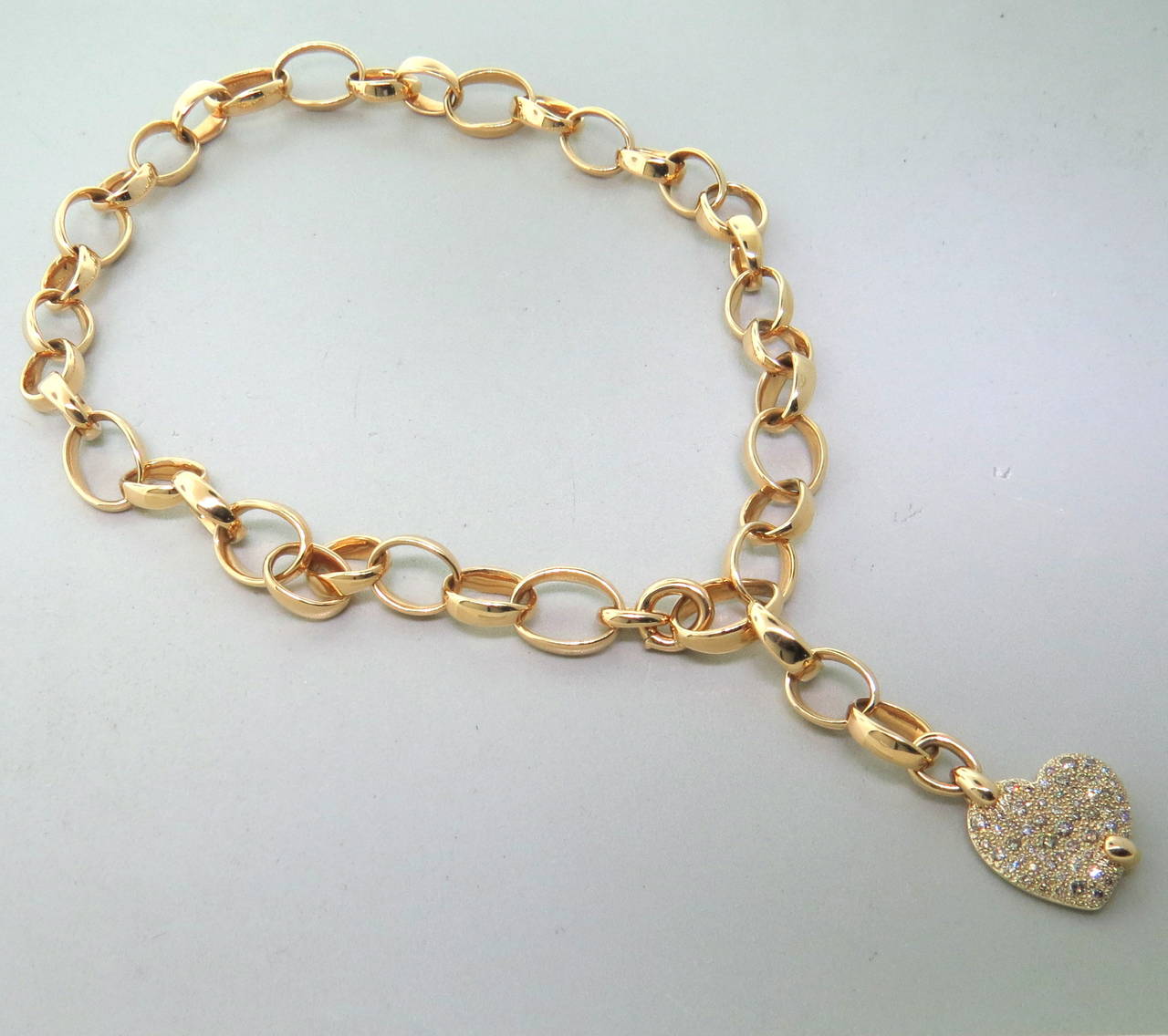 Pomellato Sabbia Diamant Gold Herz-Charm-Halskette im Zustand „Neu“ in Lambertville, NJ