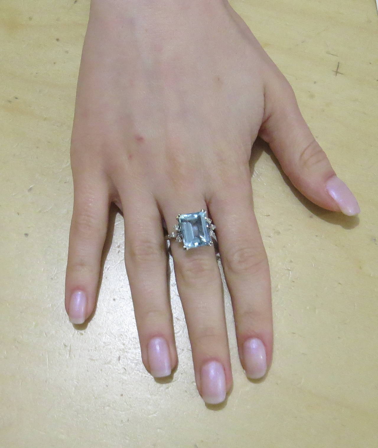 Women's Aquamarine Diamond Gold Ring