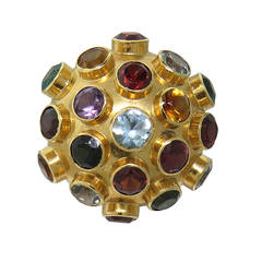Multi Color Gemstone Gold Sputnik Ring