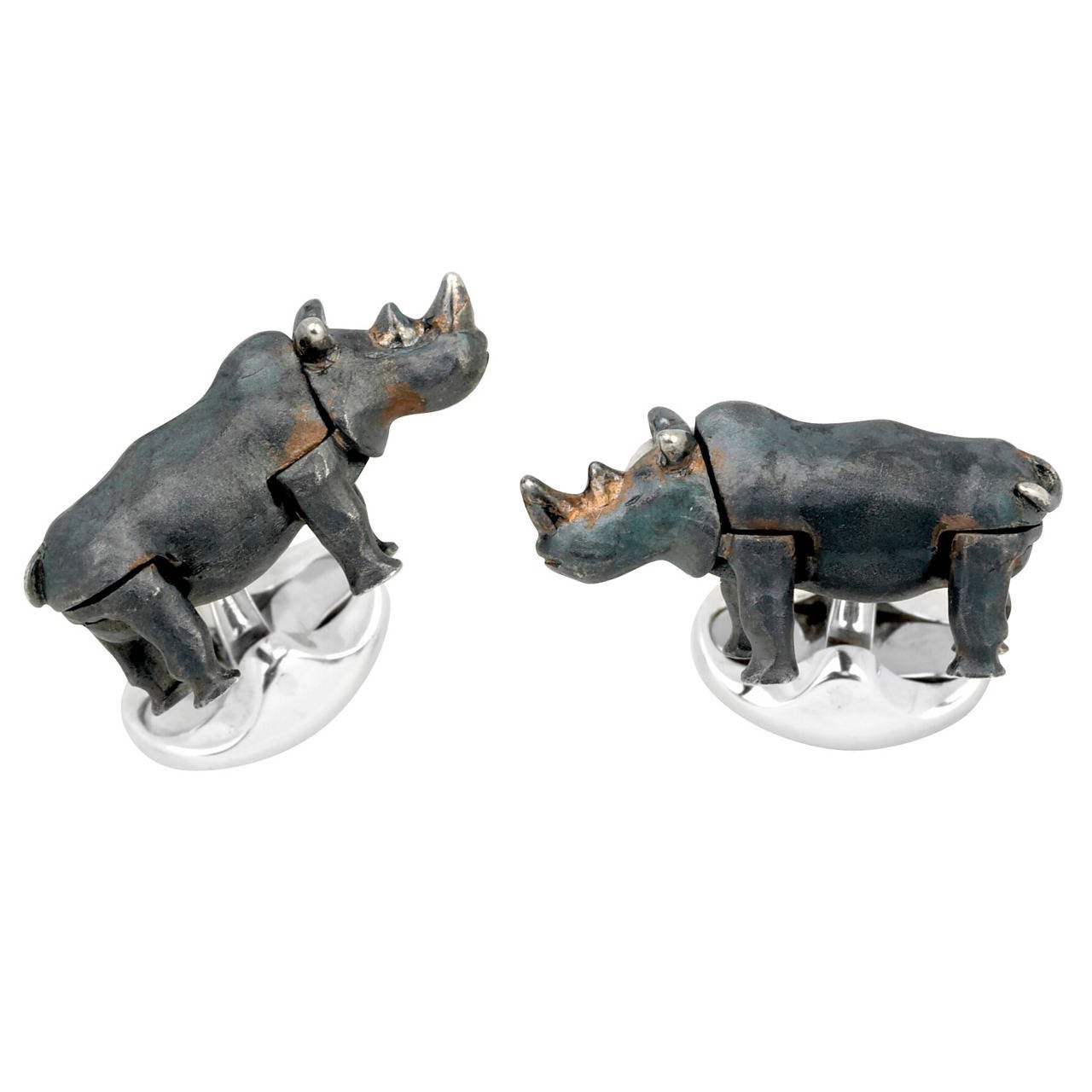 Deakin & Francis Sterling Silver Rhinoceros Cufflinks