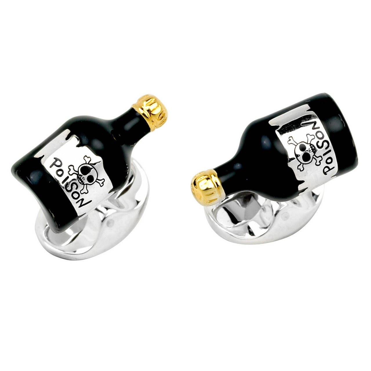 Deakin & Francis Sterling Silver Poison Bottle Cufflinks For Sale