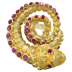 Ilias Lalaounis Ruby Diamond Gold Chimera Ring