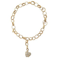 Pomellato Sabbia Diamond Gold Heart Charm Necklace