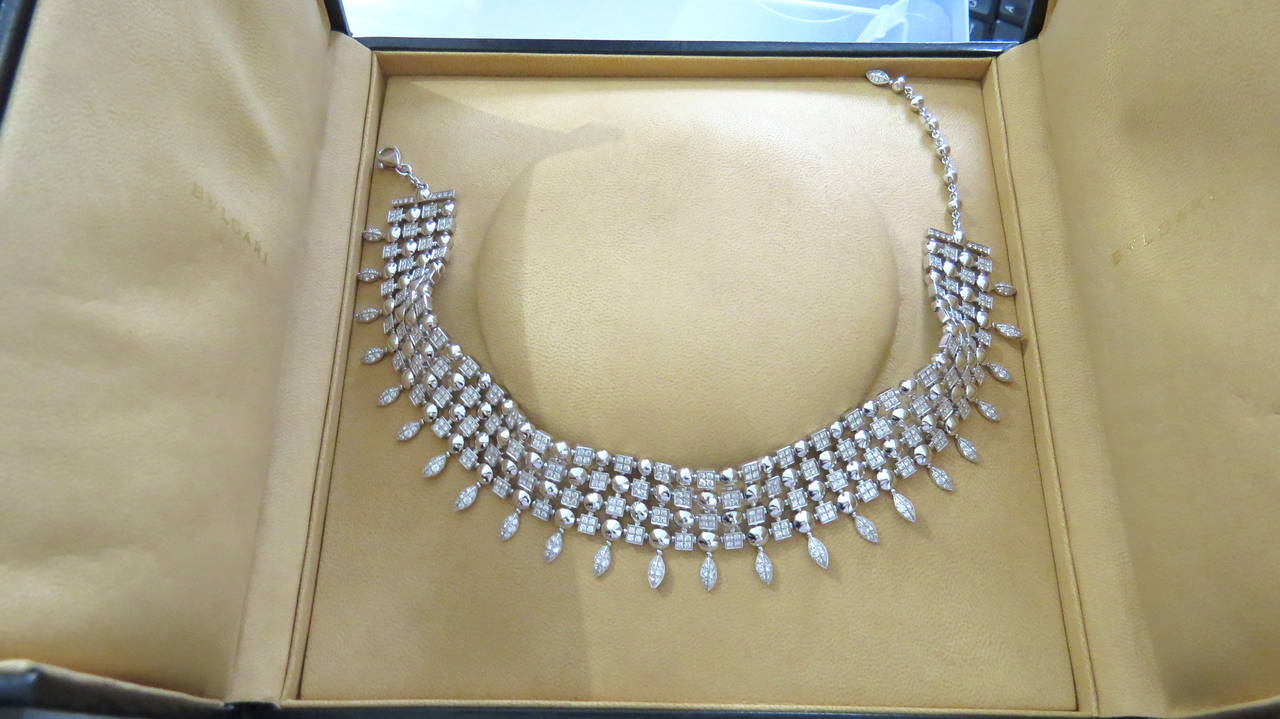 Gorgeous Bulgari Lucea Diamond Gold Choker Necklace In Excellent Condition In Lambertville, NJ