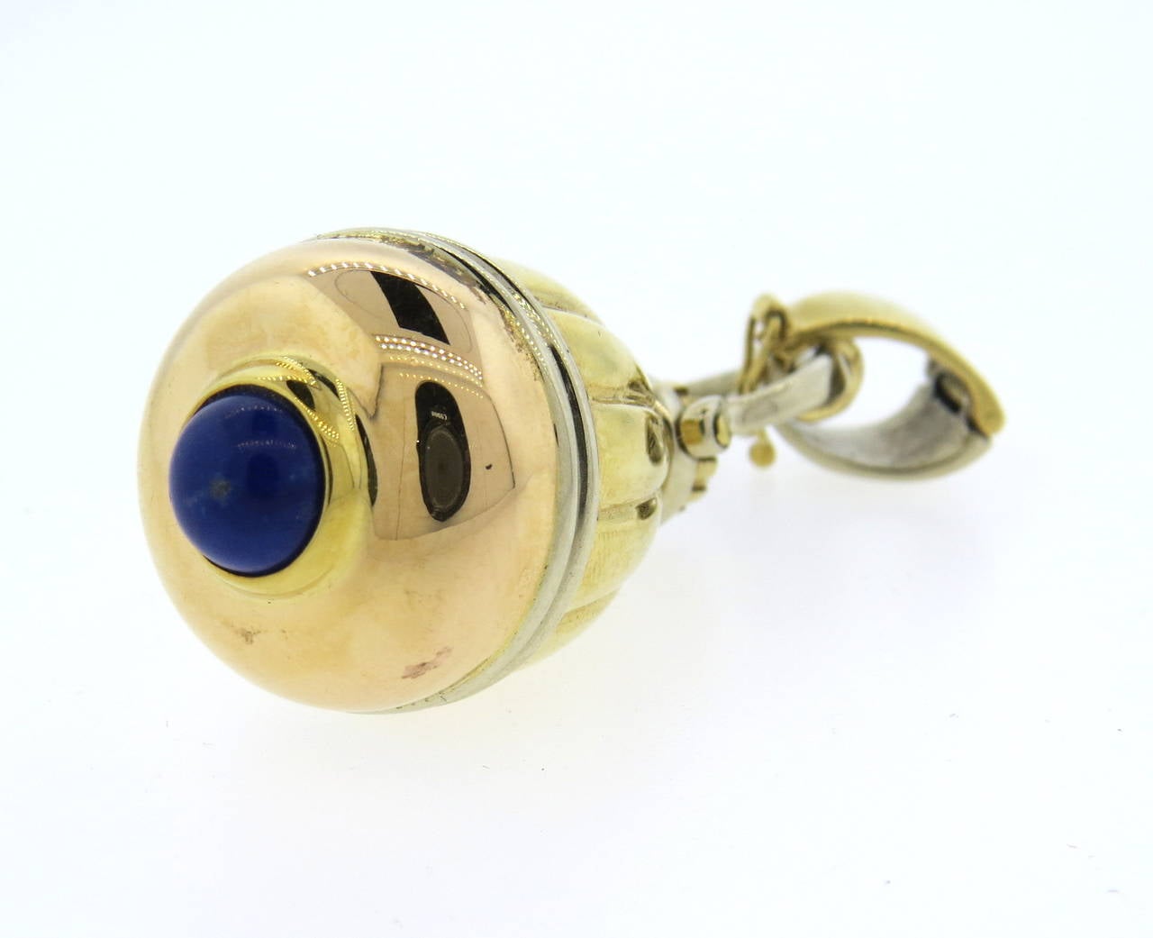 Italian Lapis Gold Perfume Bottle Pendant In Excellent Condition In Lambertville, NJ