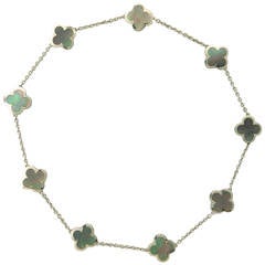 Van Cleef & Arpels Pure Alhambra Black Mother of Pearl Gold Nine Motif Necklace 10