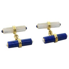 Trianon Pearl  Lapis Mother of Pearl Cufflinks