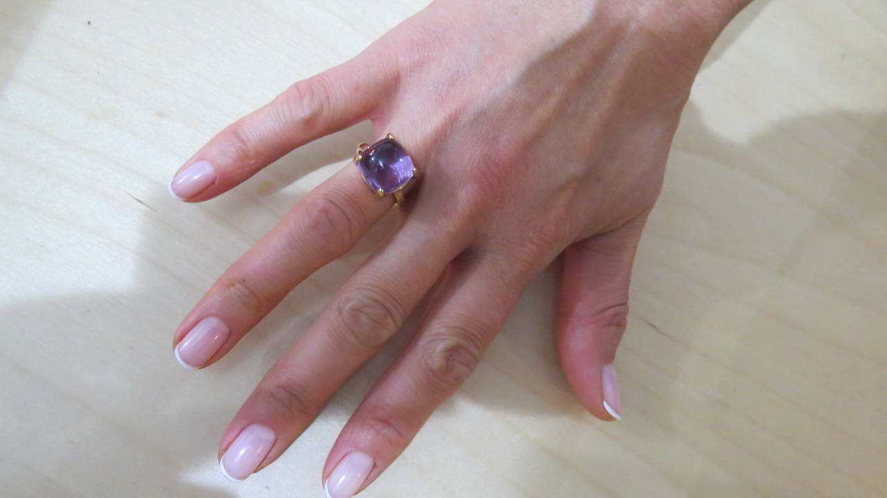 Tiffany & Co. Paloma Picasso Sugar Stacks Amethyst Gold Ring In Excellent Condition In Lambertville, NJ