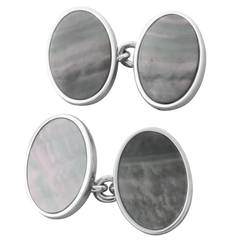 Trianon Black Mother of Pearl Gold Oval Cufflinks