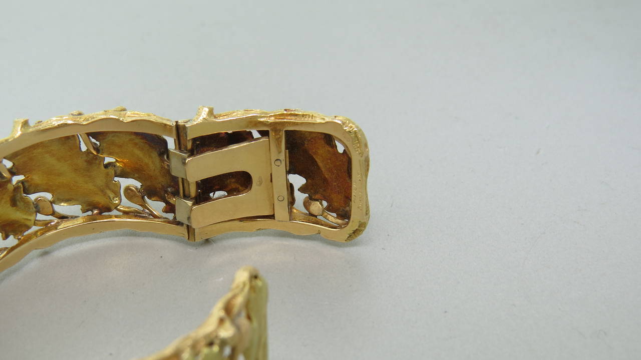 Women's Buccellati Leaf Motif Gold Cuff Bracelet