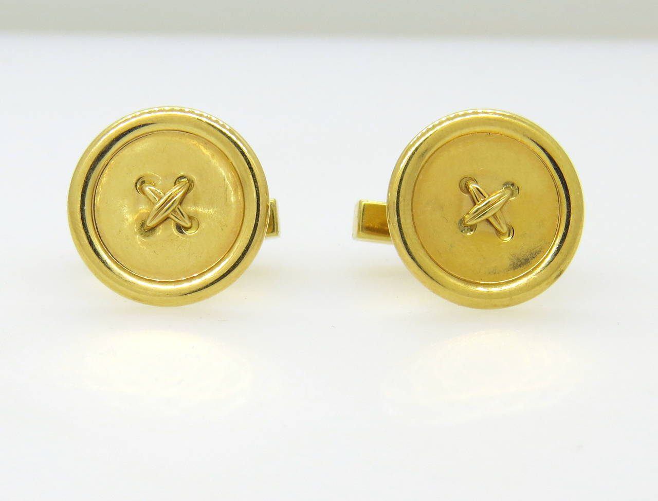 Tiffany & Co. Gold Large Button Cufflinks