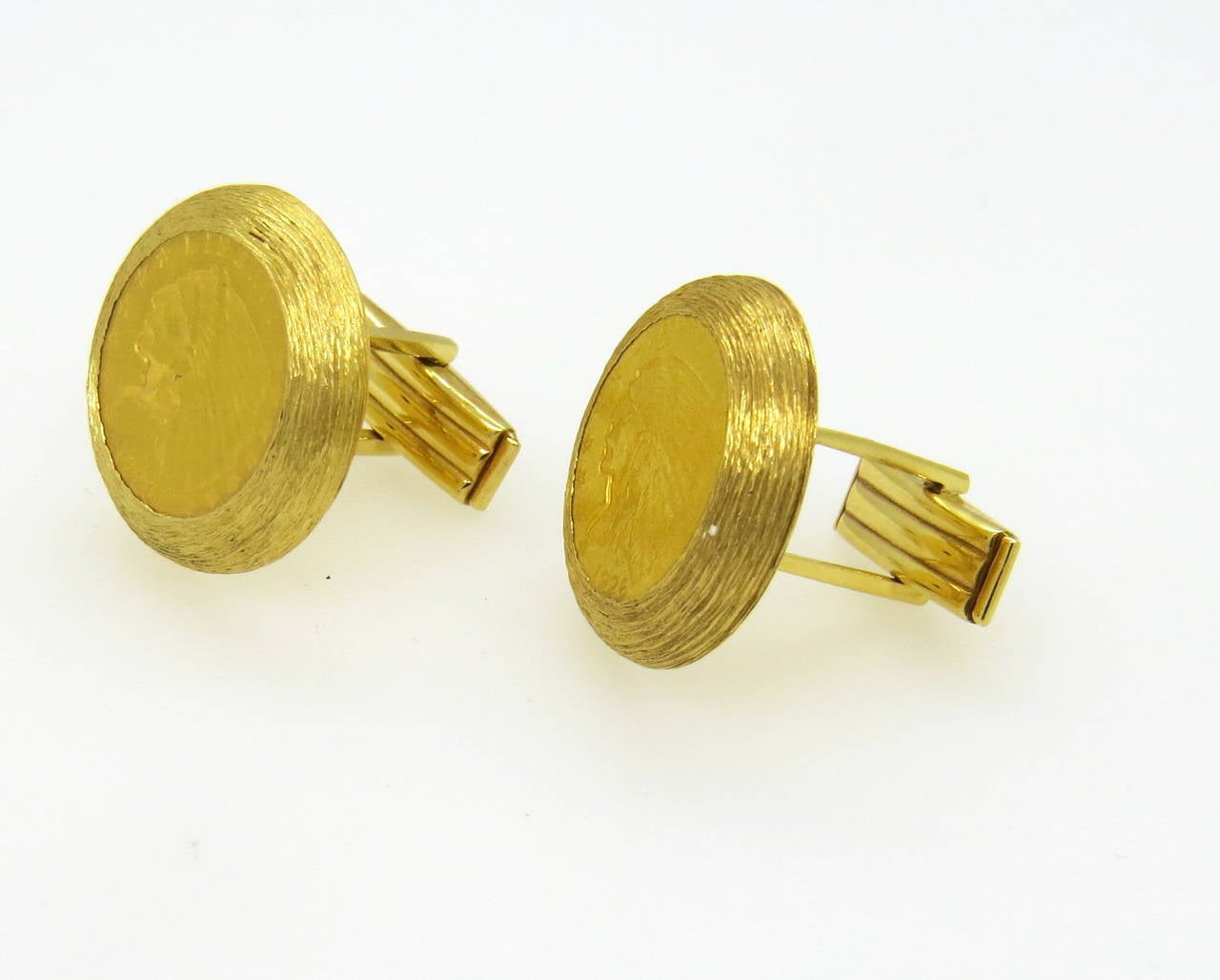 Large US Gold Coin Cufflinks In Excellent Condition In Lambertville, NJ