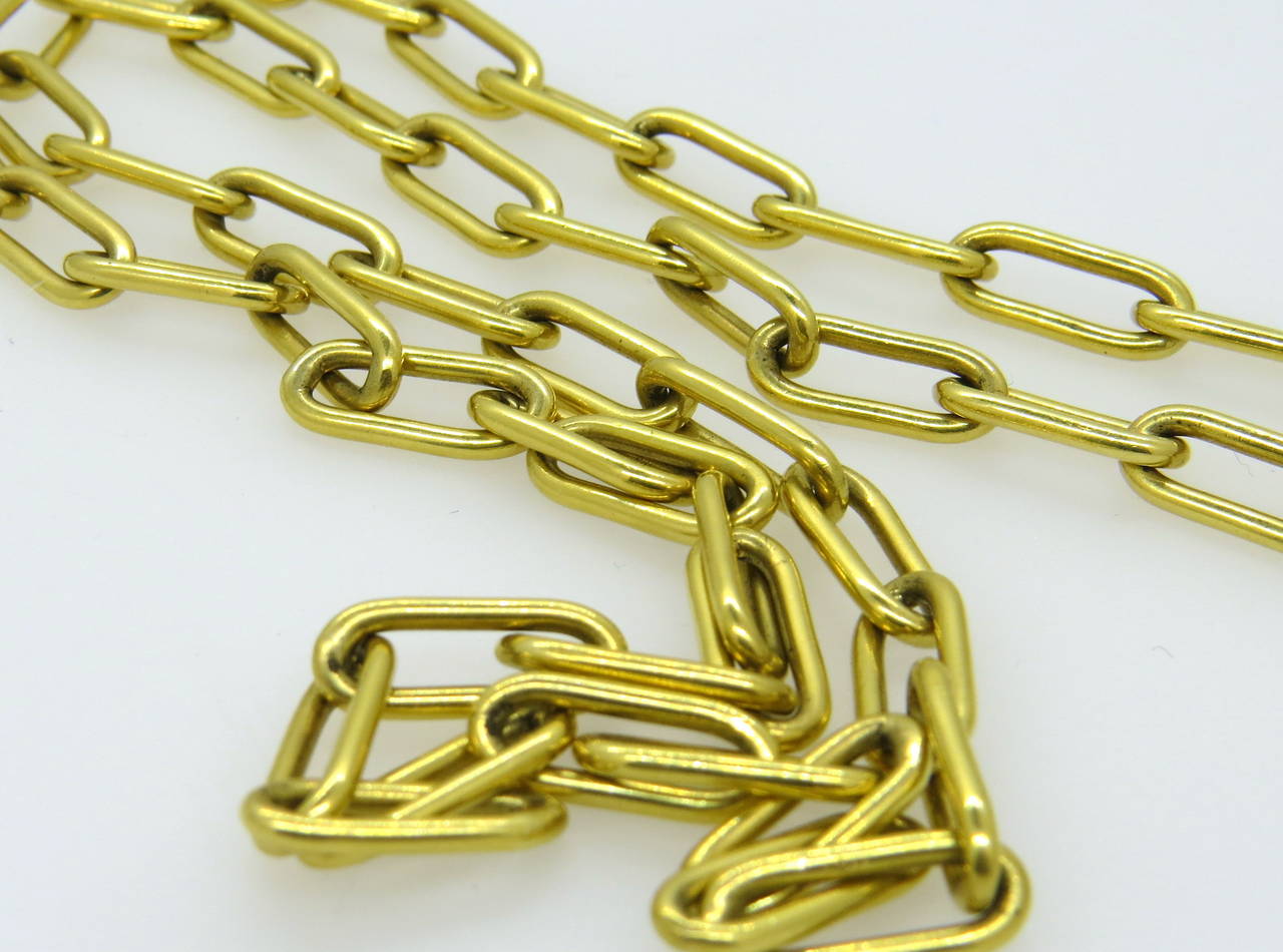 Tiffany & Co. Gold Zodiac Sign Leo Pendant Chain Necklace In Excellent Condition In Lambertville, NJ