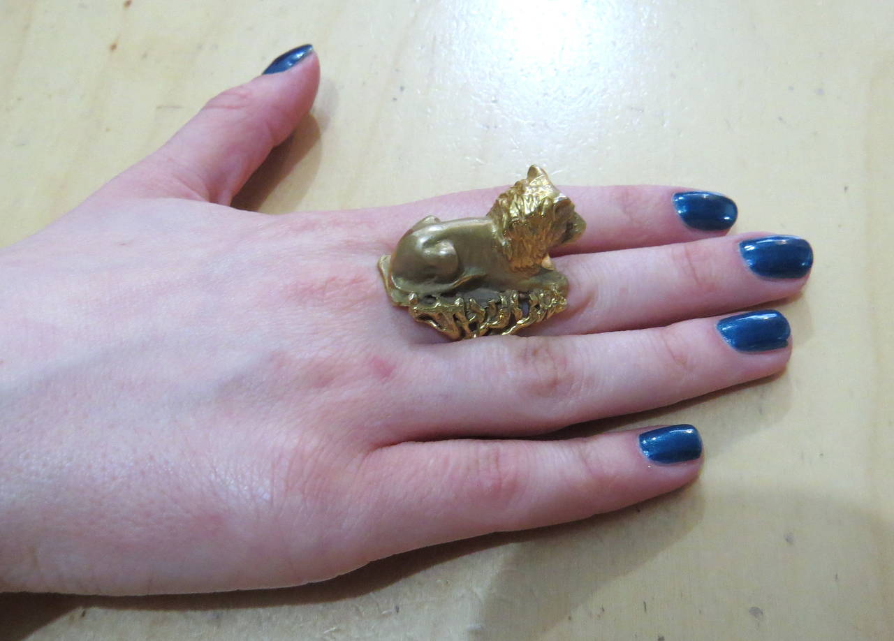 Massive Eric De Kolb Gold Lion Ring 1