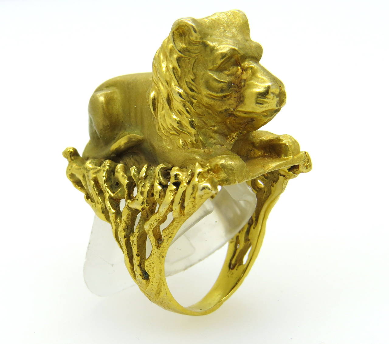 Massive Eric De Kolb Gold Lion Ring 2